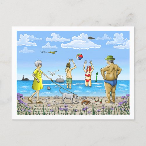 Summer time at the beach postcard