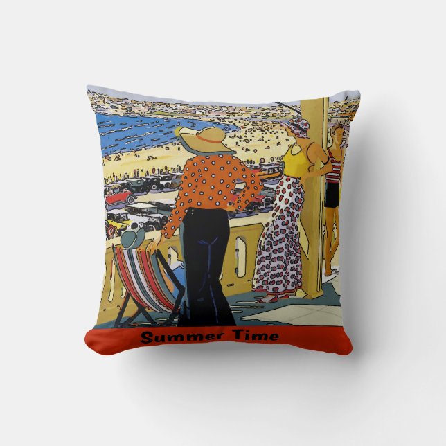 Summer Time At The Shore, edit text Throw Pillow (Front)