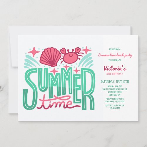 Summer Time At The Shore Invitation