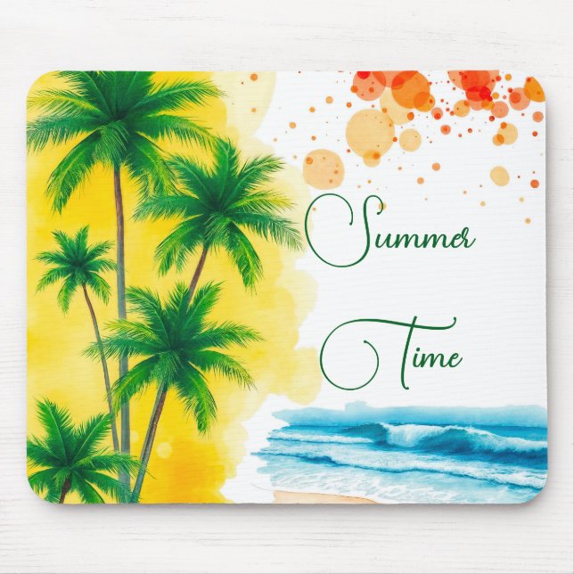 “Summer Time” beach design Mouse Pad (Front)
