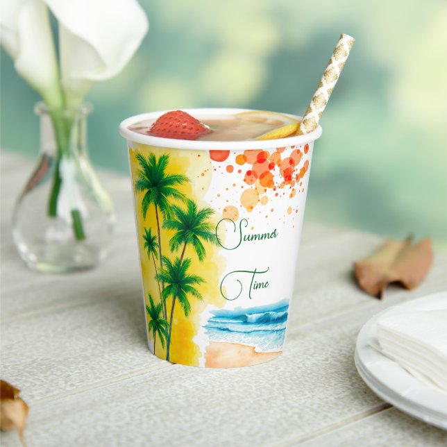 “Summer Time” beach design Paper Cups (Insitu)