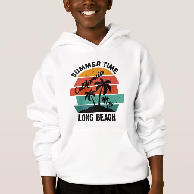 Summer Time California Long Beach T-Shirt Hoodie (Front)