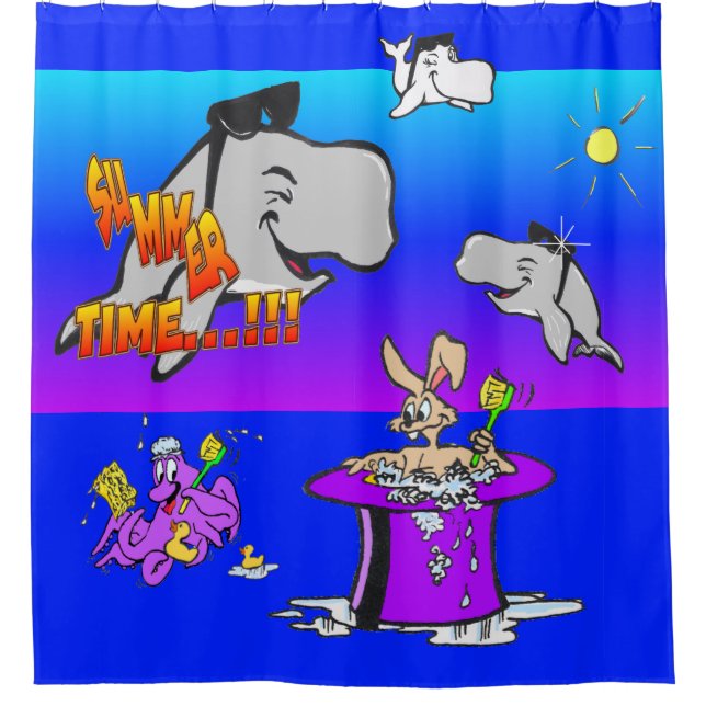 Summer Time Cartoons Shower Curtain (Front)