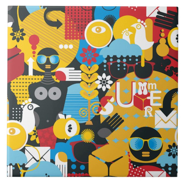 Summer time ceramic tile (Front)