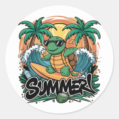 Summer time classic round sticker