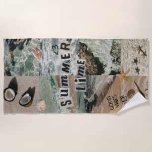 Summer Time Collage Beach Towel
