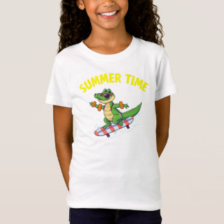 SUMMER TIME Cool Crocodile Cartoon  T-Shirt