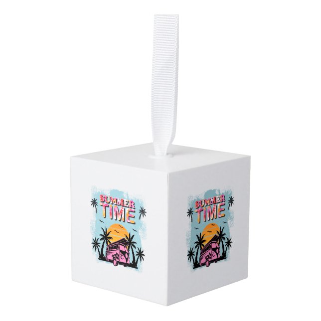 Summer Time Cube Ornament (Front Angled)