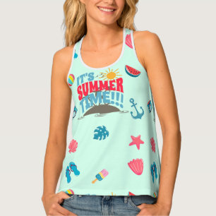 Summer Time Cute Soft Blue Tank Top