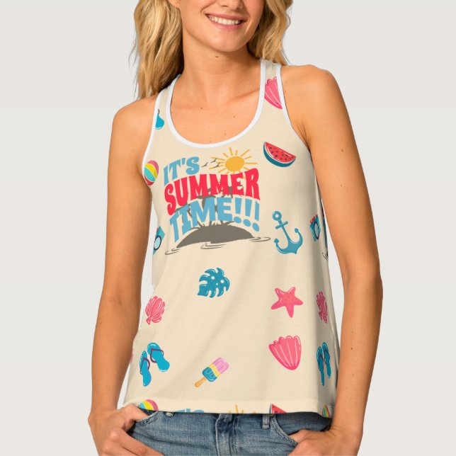 Summer Time Cute Soft Peach  Tank Top (Front)