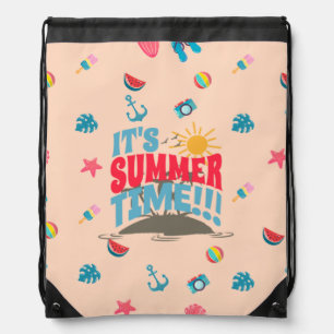 Summer Time Cute Soft Pink Drawstring Bag