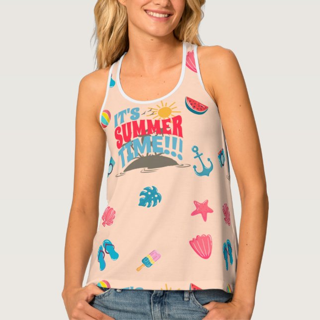 Summer Time Cute Soft Pink Tank Top (Front)