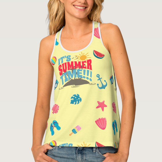 Summer Time Cute Soft Yellow Tank Top (Front)