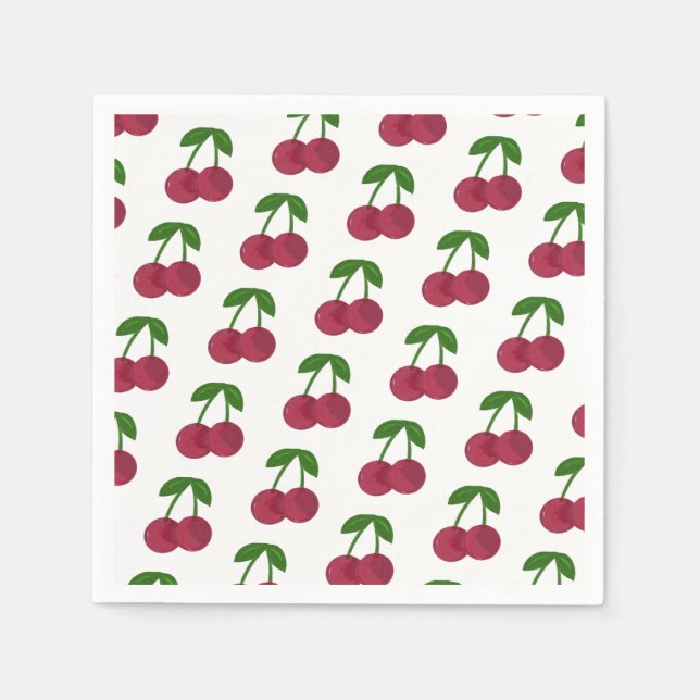 Summer Time Dark Cherries Paper Napkins (Front)