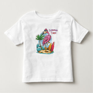 Summer Time Flamingo On The Beach Vintage Toddler T-shirt