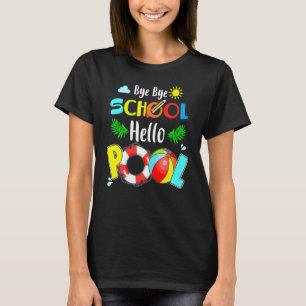 Summer Time Goodbye School Hello Pool Mermaid Stud T-Shirt