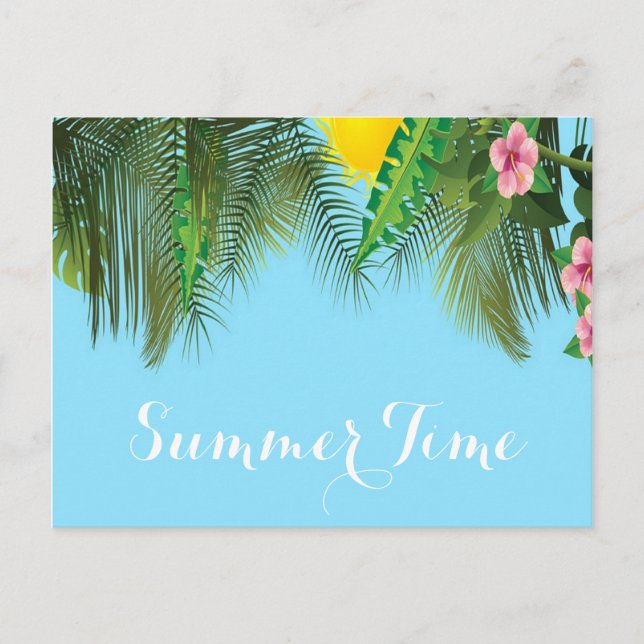 Summer time hanging branches blue postcard (Front)
