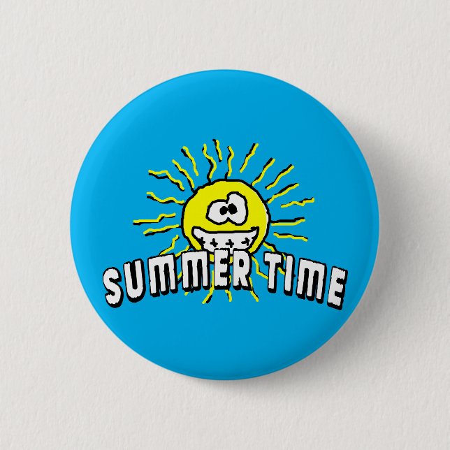 Summer Time - Happy Sun Pinback Button (Front)
