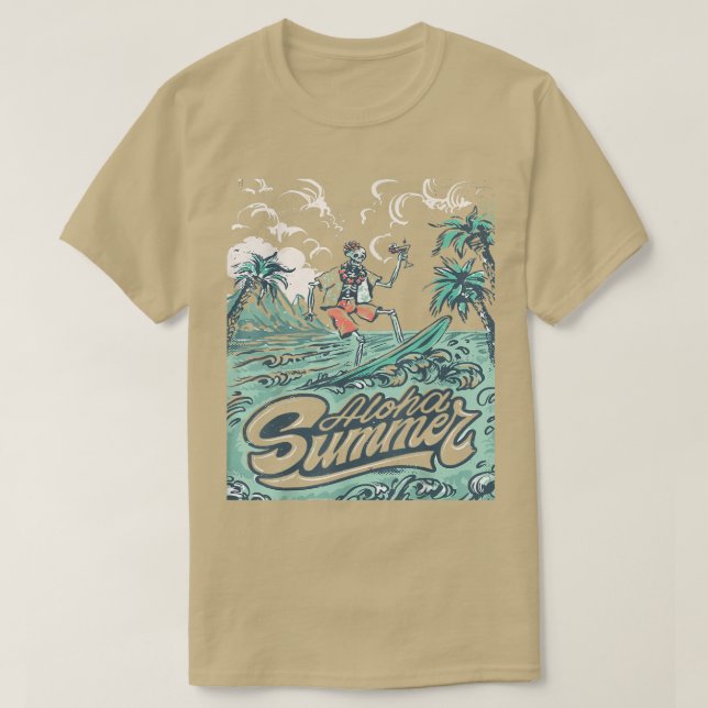Summer Time Hello Summer Vacation W The Skeleton  T-Shirt (Design Front)