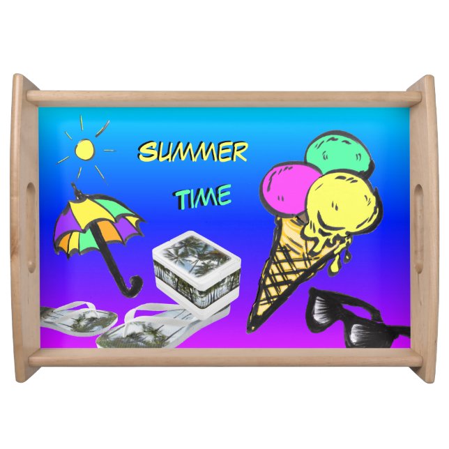 Summer Time Ice Cream Colorful Serving Tray (Front)