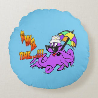 Summer Time Octopus Cartoon Kids Round Pillow