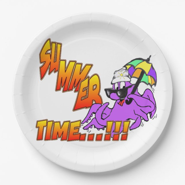 Summer Time Octopus Paper Plates (Front)