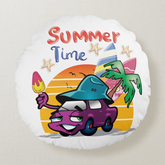 Summer Time Round Pillow (Front)
