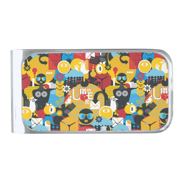 Summer time silver finish money clip (Front)