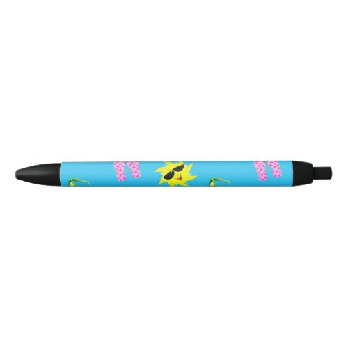 Summer time themed black ink pen