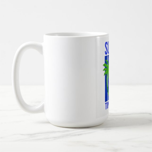 Summer Time to Beach – Retro Surf Vibes Graphic Coffee Mug (Left)
