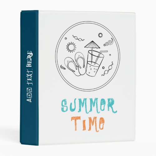 Summer Time Vibes of Sun  Vacation Sketched Art Mini Binder