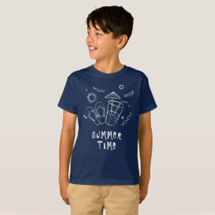 Summer Time Vibes of Sun & Vacation, Sketched Art T-Shirt