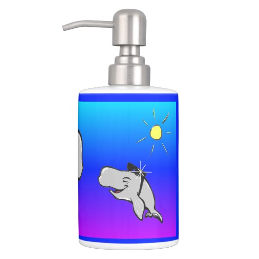 Summer Time Whales Cartoon Bathroom Set (Left)