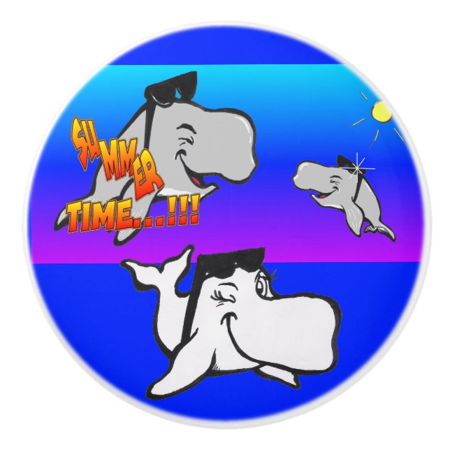 Summer Time Whales Cartoon Ceramic Pull (Front)