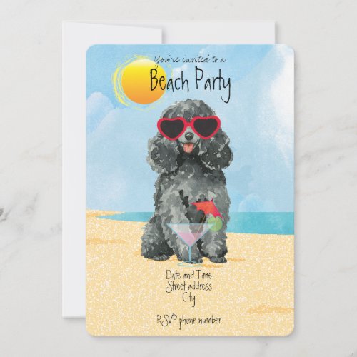 Summer Toy Poodle Beach Party Invitation