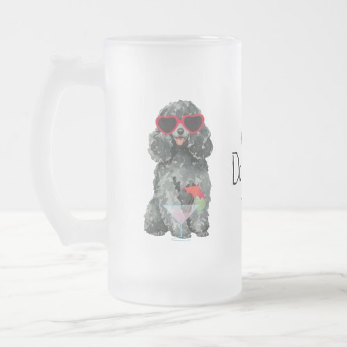 Summer Toy Poodle Frosted Glass Beer Mug