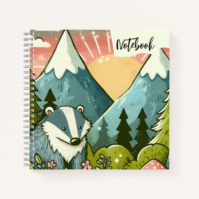  Summer Trails – Sweet Badger in the Mountain Pine Notebook (Front)