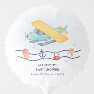 Summer Travel Adventure Sea Airplane Baby Shower Balloon