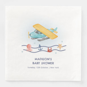 Summer Travel Adventure Sea Airplane Baby Shower Paper Dinner Napkins