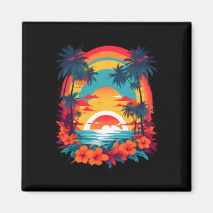 Summer Travel Fun Retro Holiday Camper Beach Sun S Magnet
