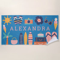 Summer Travel Theme Cute Blue Personalized 