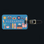 Summer Travel Theme Cute Blue Personalized   Luggage Tag<br><div class="desc">Summer Travel Theme Cute Blue Personalized Luggage Tag</div>