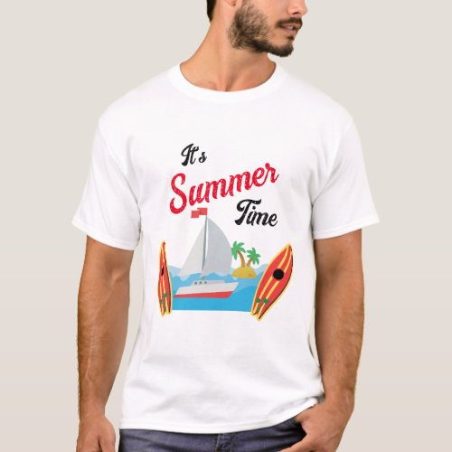 Summer Travel Time Beach Waves Vacation Ocean T_Shirt