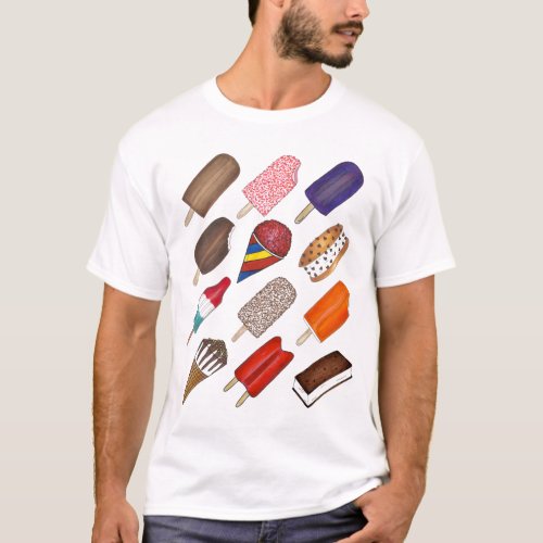 Summer Treats Ice Cream Truck Man Popsicle Pops T_Shirt