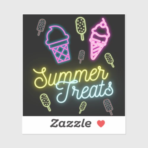 Summer Treats Neon Ice Cream Popsicle  Sticker