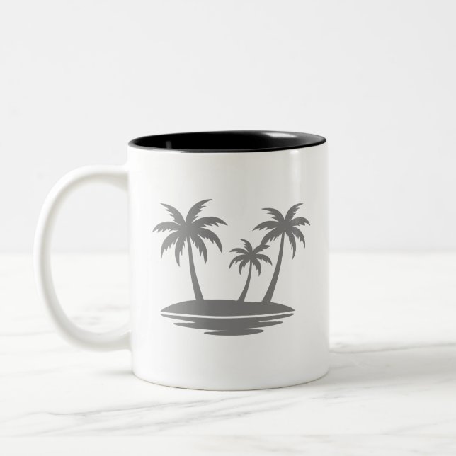 Summer Tree Minimalist vacation Two-Tone Coffee Mug (Left)