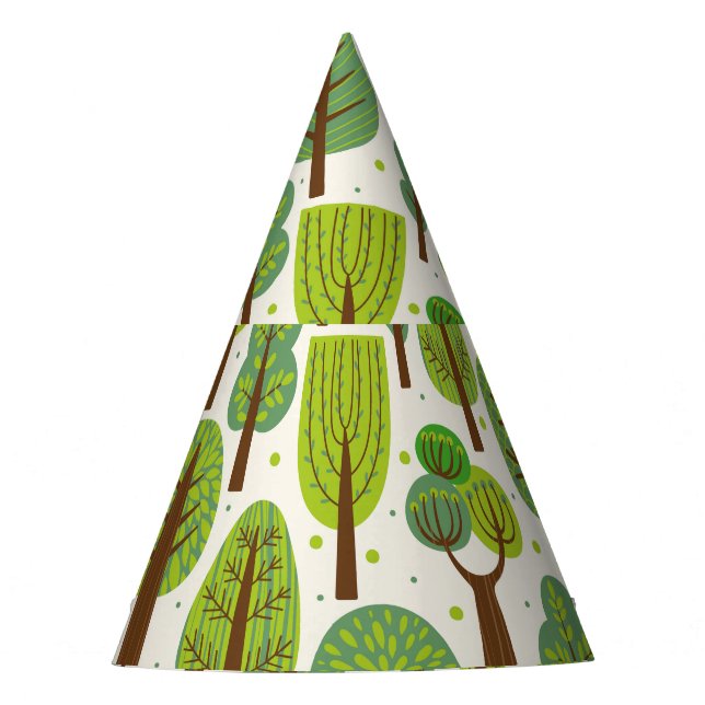 Summer Trees: Green Seamless Pattern Party Hat (Front)