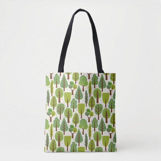 Summer Trees: Green Seamless Pattern Tote Bag (Front)