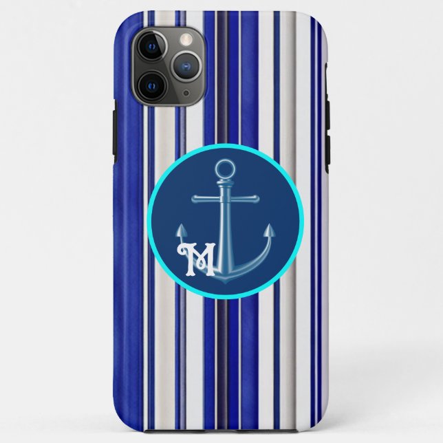 Summer Trendy Navy Blue Boat Stripes Collection Case-Mate iPhone Case (Back)