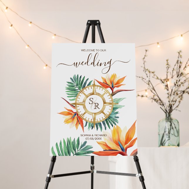 Summer Tropical Beach Destination Wedding Passport Foam Board (In Situ (Stand))
